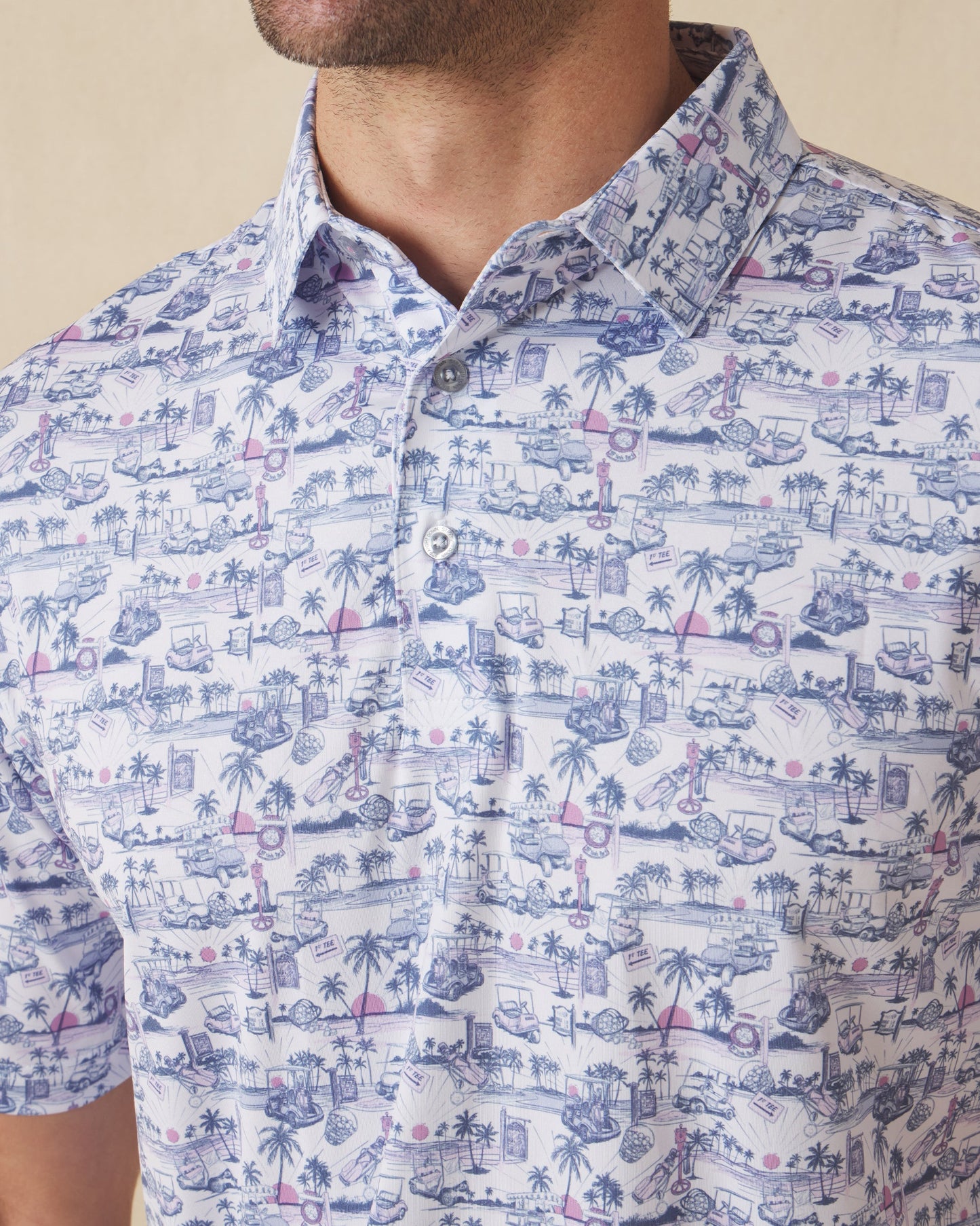 Straight Down Tropical Tees Polo - Moonlight