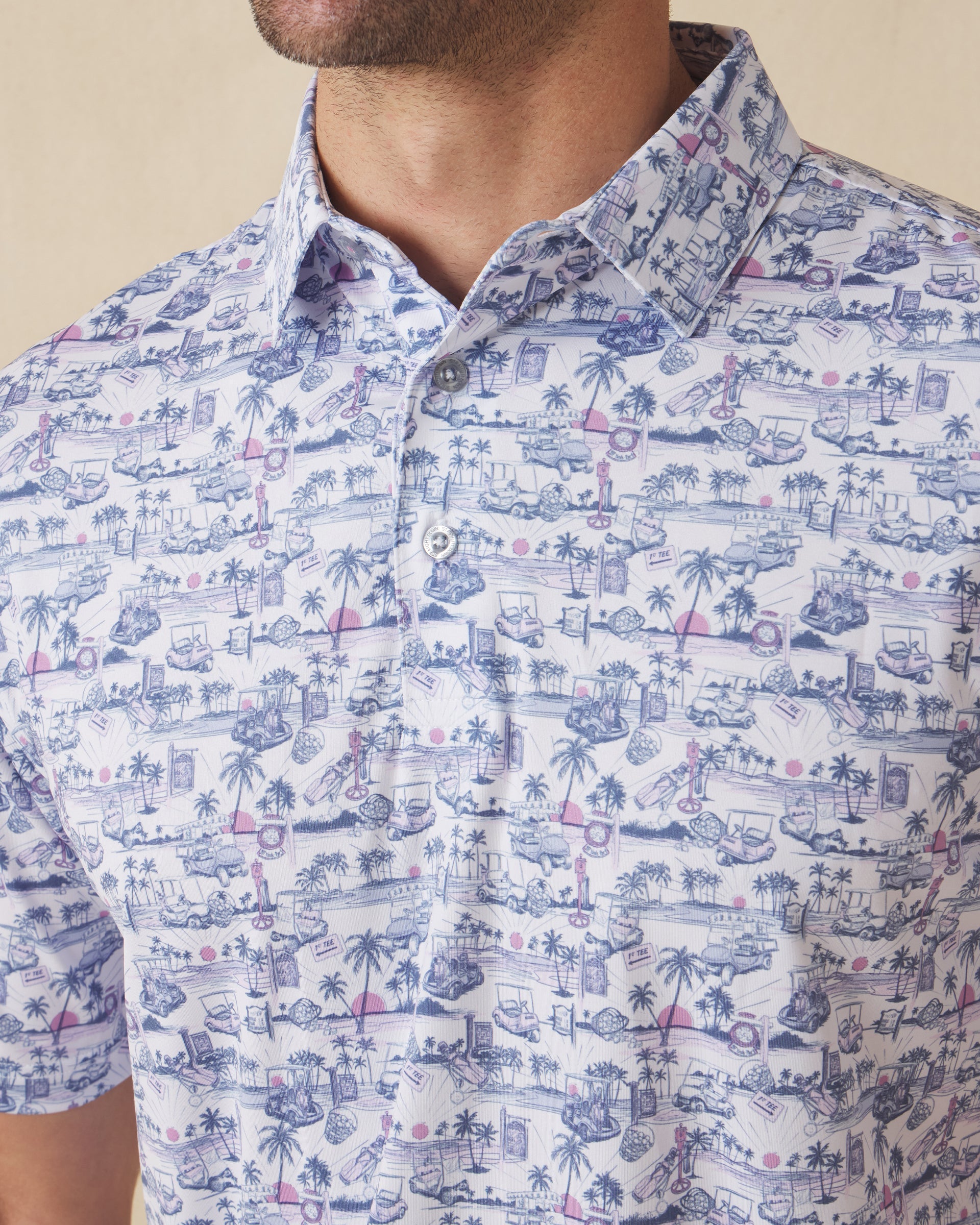 Straight Down Tropical Tees Polo - Moonlight