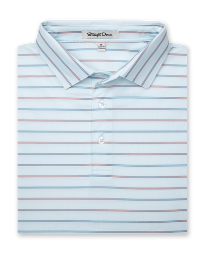 Straight Down Quintero Stripe Polo - Sea Spray