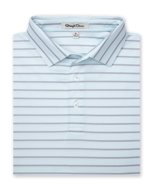 Straight Down Quintero Stripe Polo - Sea Spray