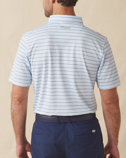 Straight Down Quintero Stripe Polo - Sea Spray