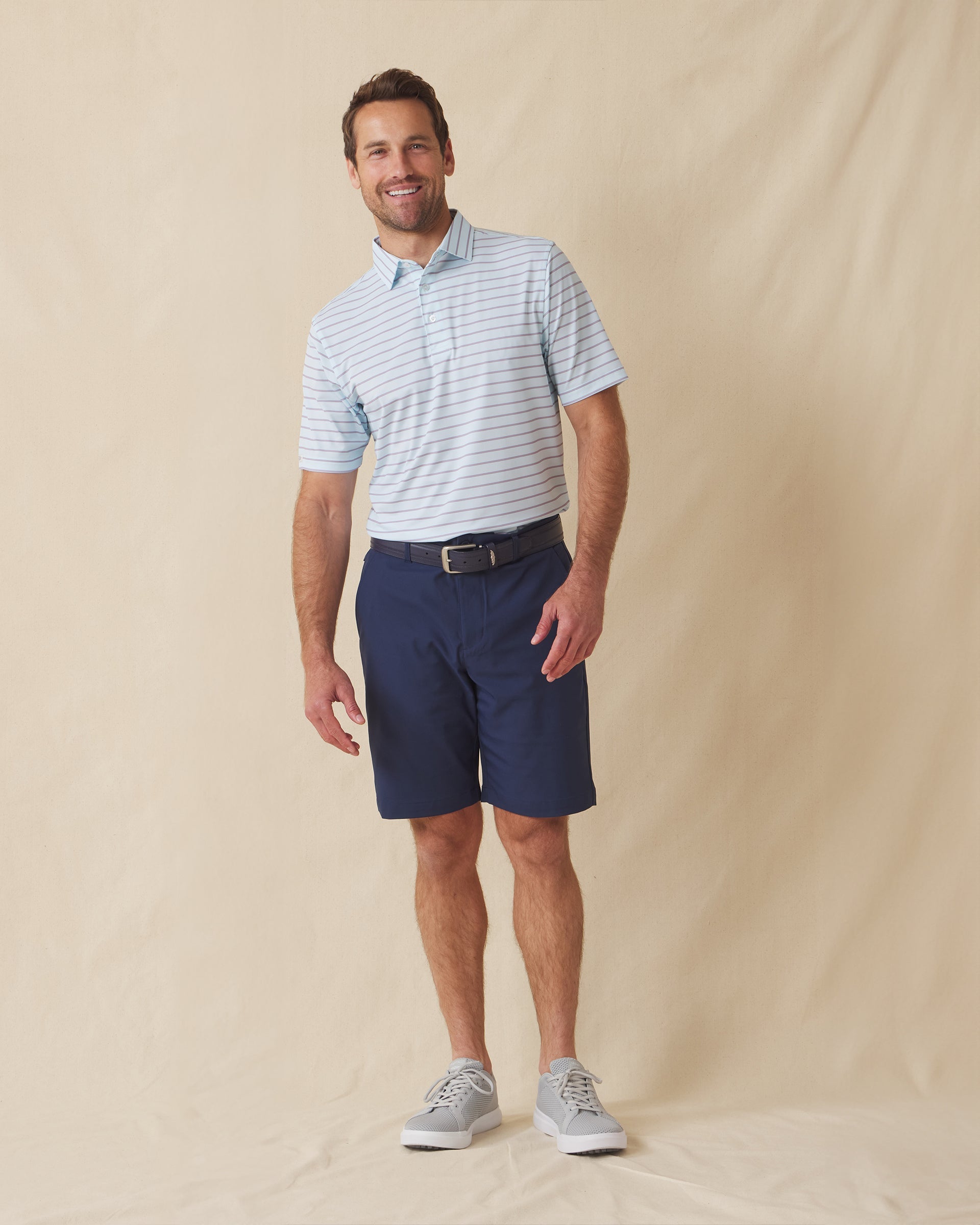 Straight Down Quintero Stripe Polo - Sea Spray
