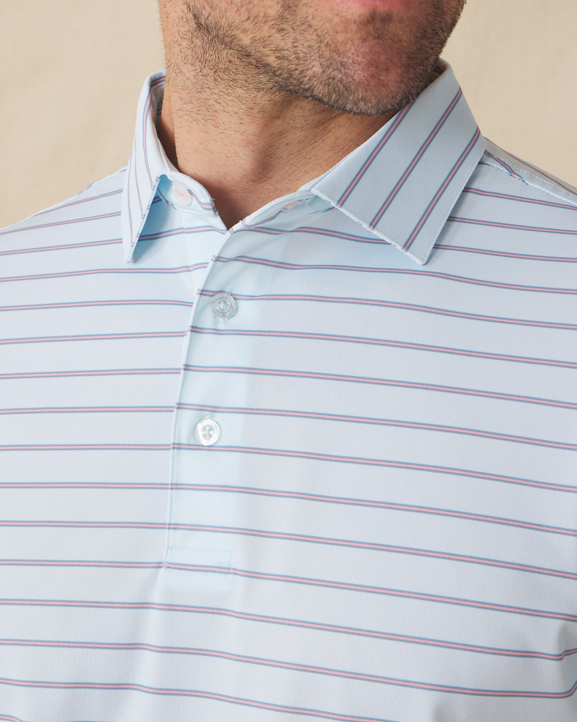 Straight Down Quintero Stripe Polo - Sea Spray
