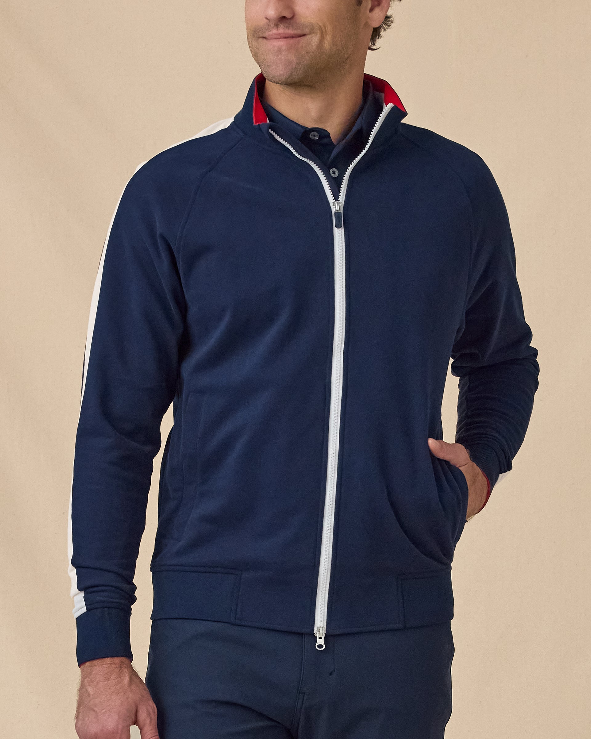 Straight Down Four Four Two Track Jacket - New Indigo / White