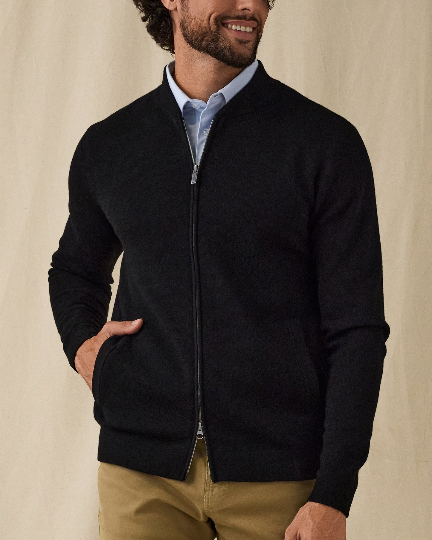 Straight Down Sarazen Knit Bomber - Black