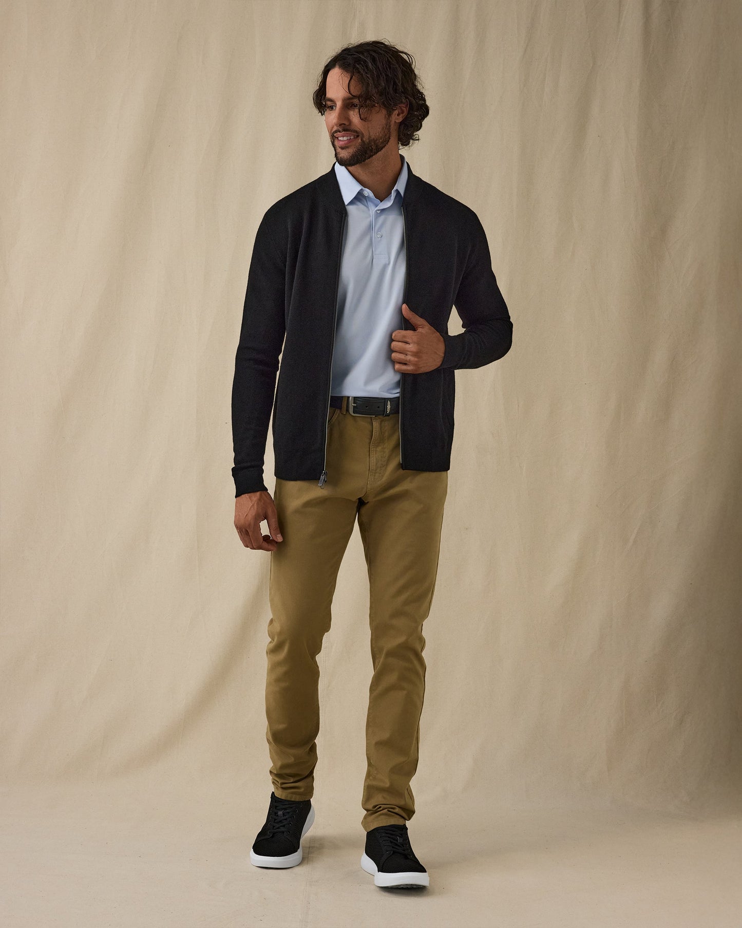 Straight Down Sarazen Knit Bomber - Black