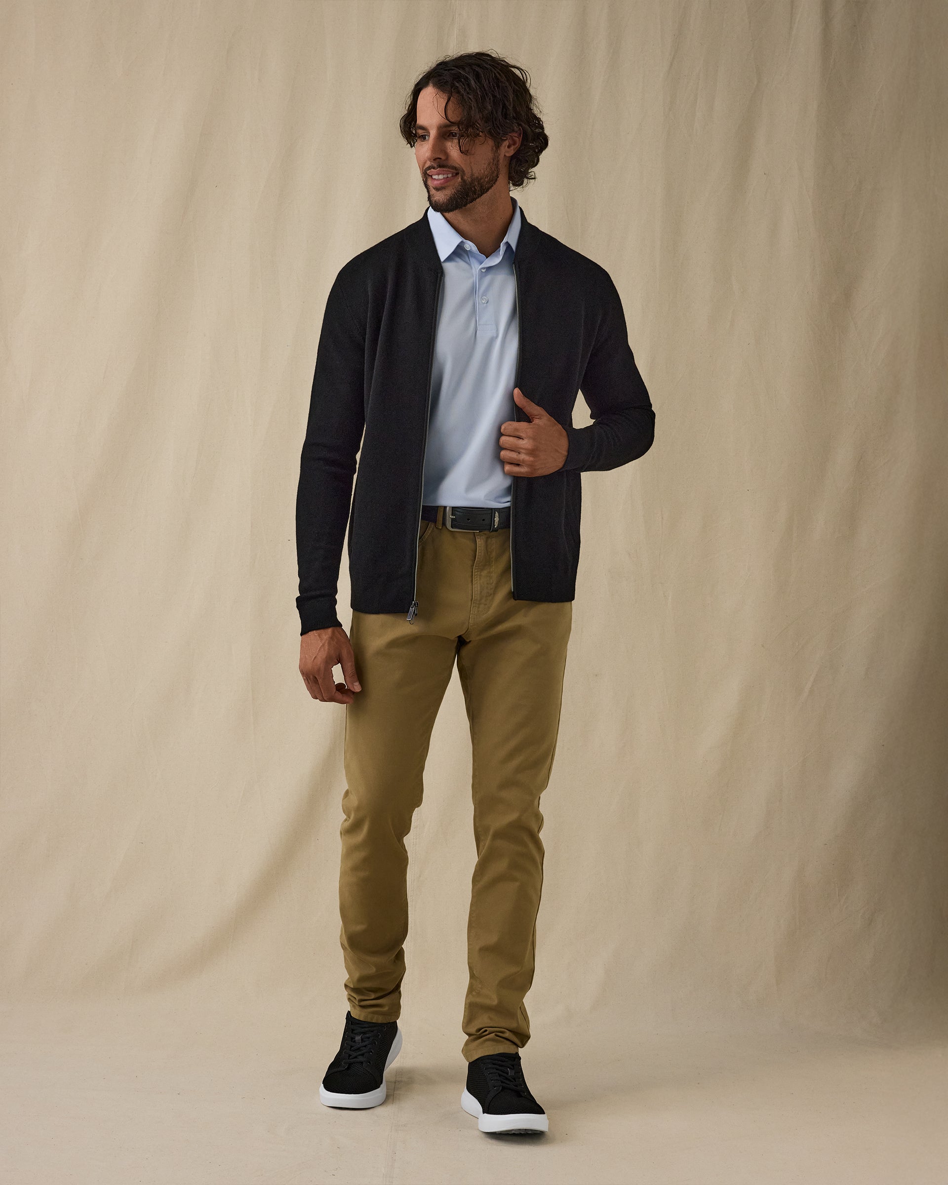 Straight Down Sarazen Knit Bomber - Black