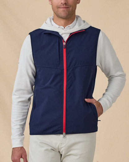 Straight Down Zephyr Hybrid Vest - New Indigo / Flag Red