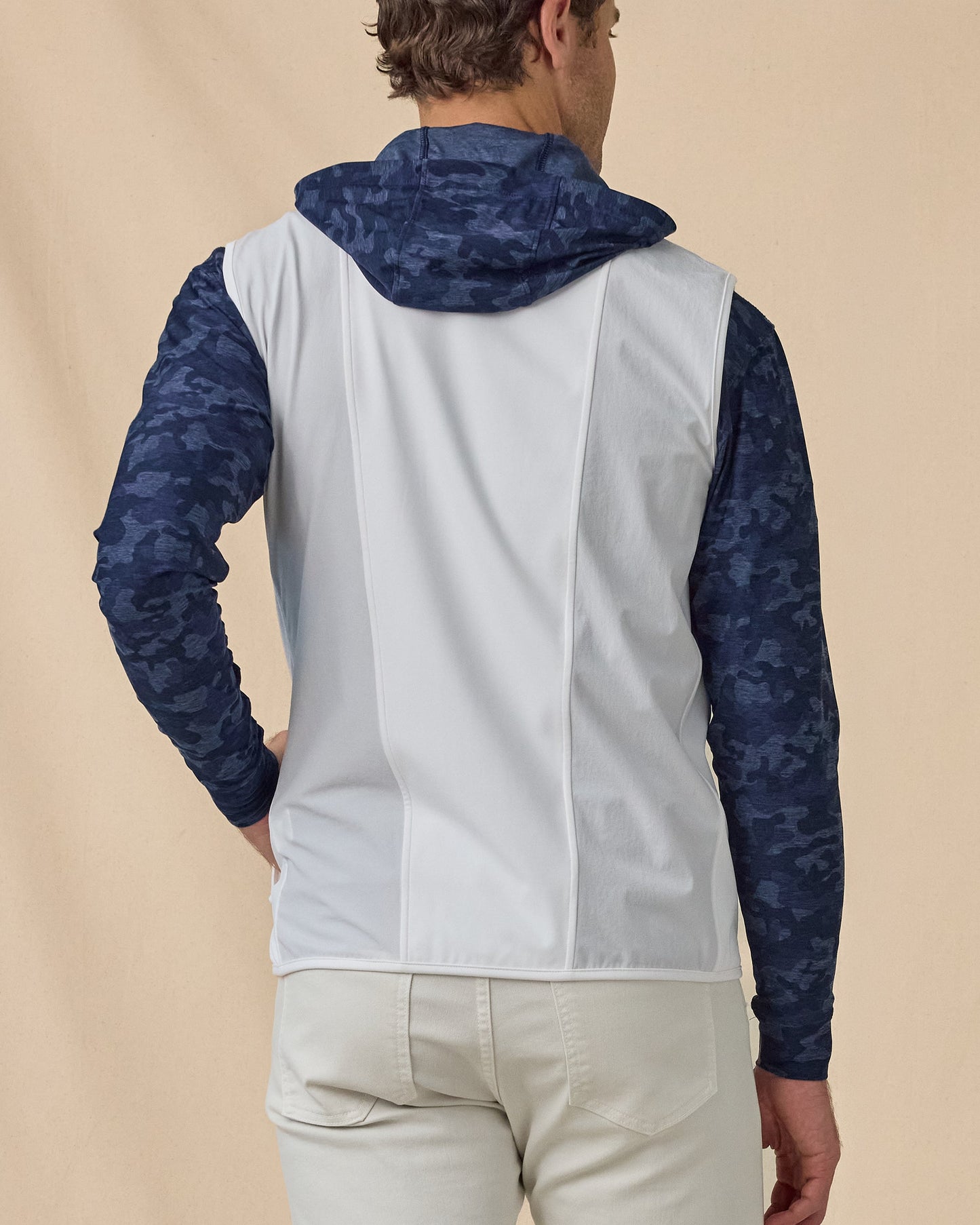 Straight Down Zephyr Hybrid Vest - White / New Indigo