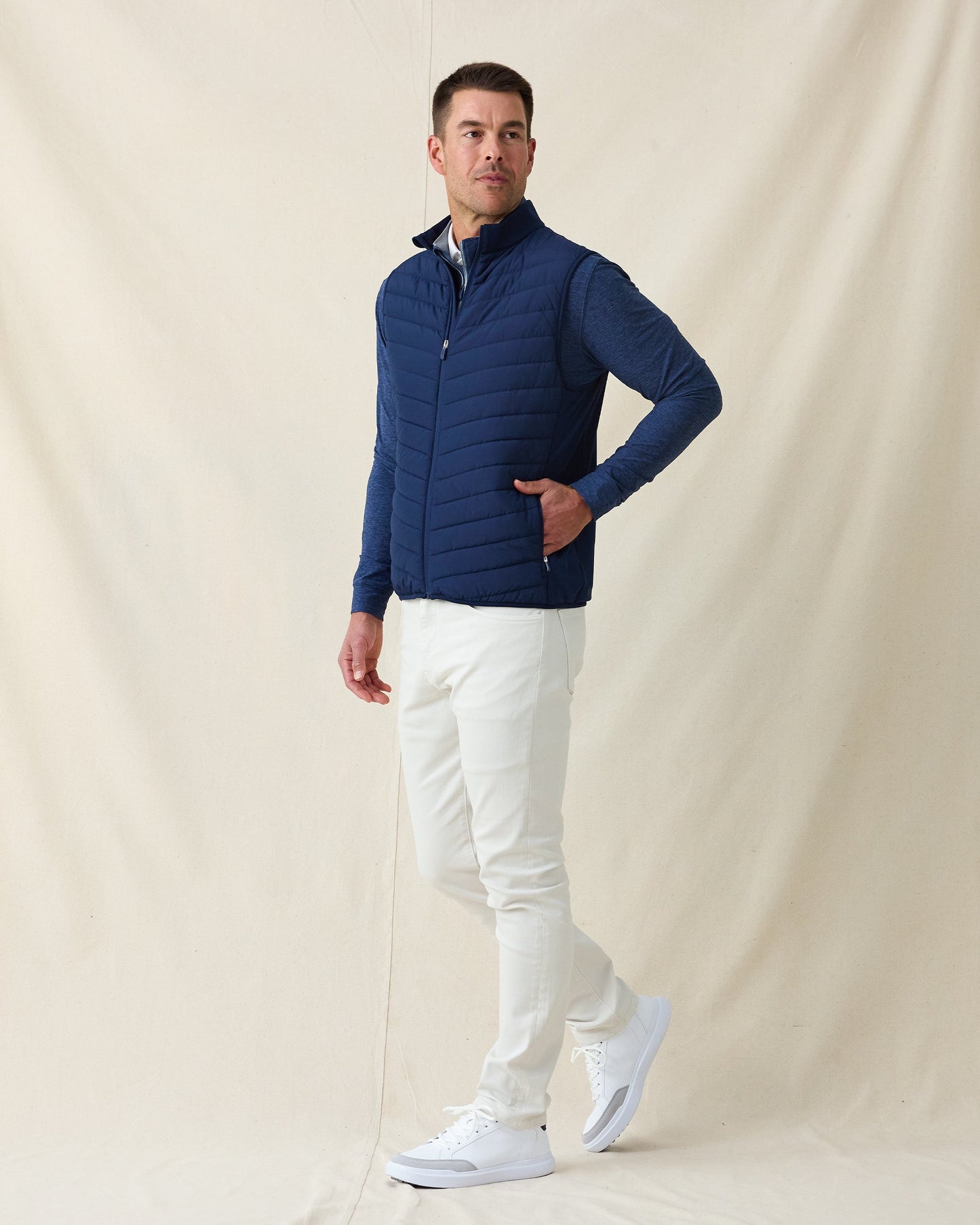 Straight Down Delta 2.0 Quilted Hybrid Vest - New Indigo