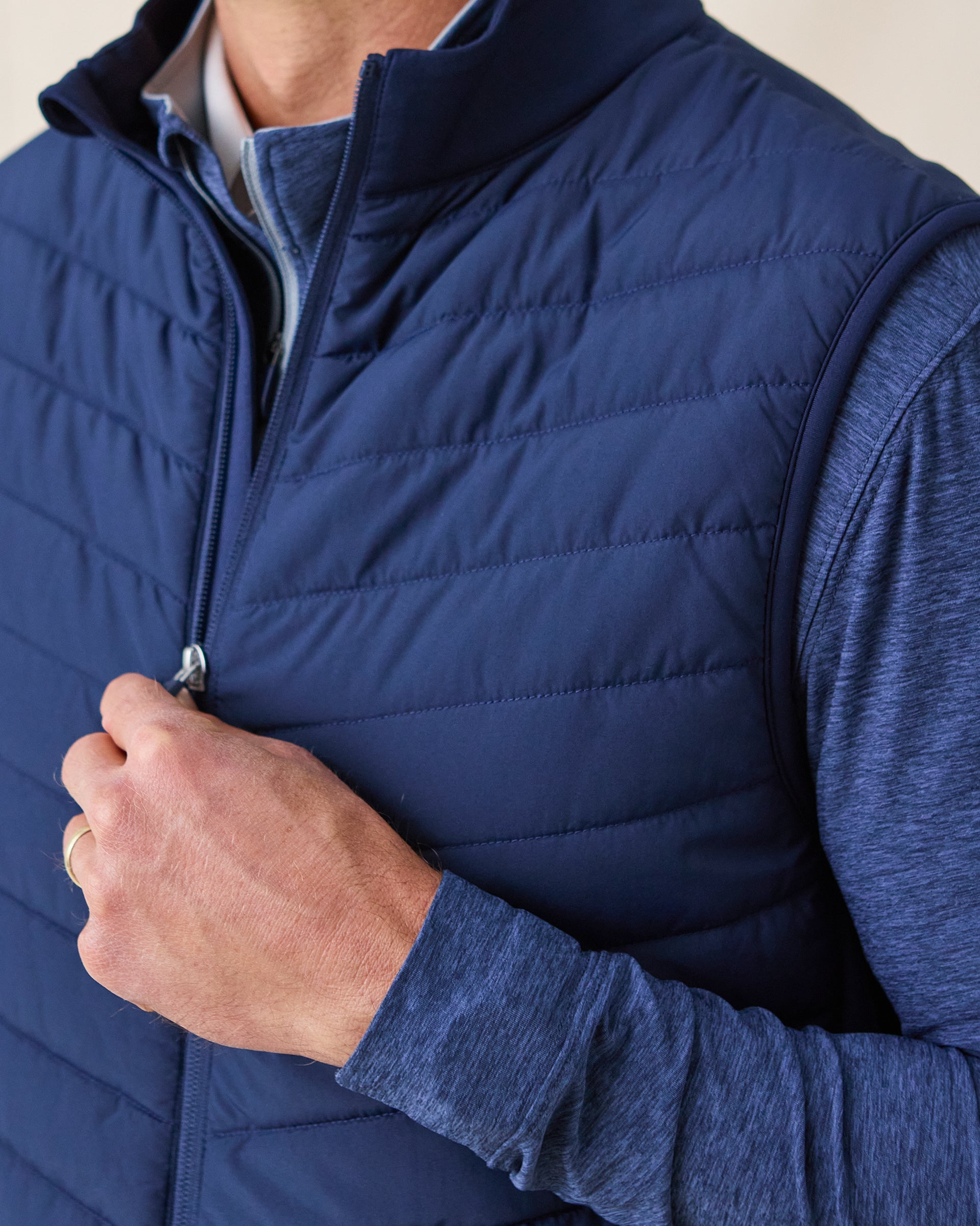 Straight Down Delta 2.0 Quilted Hybrid Vest - New Indigo