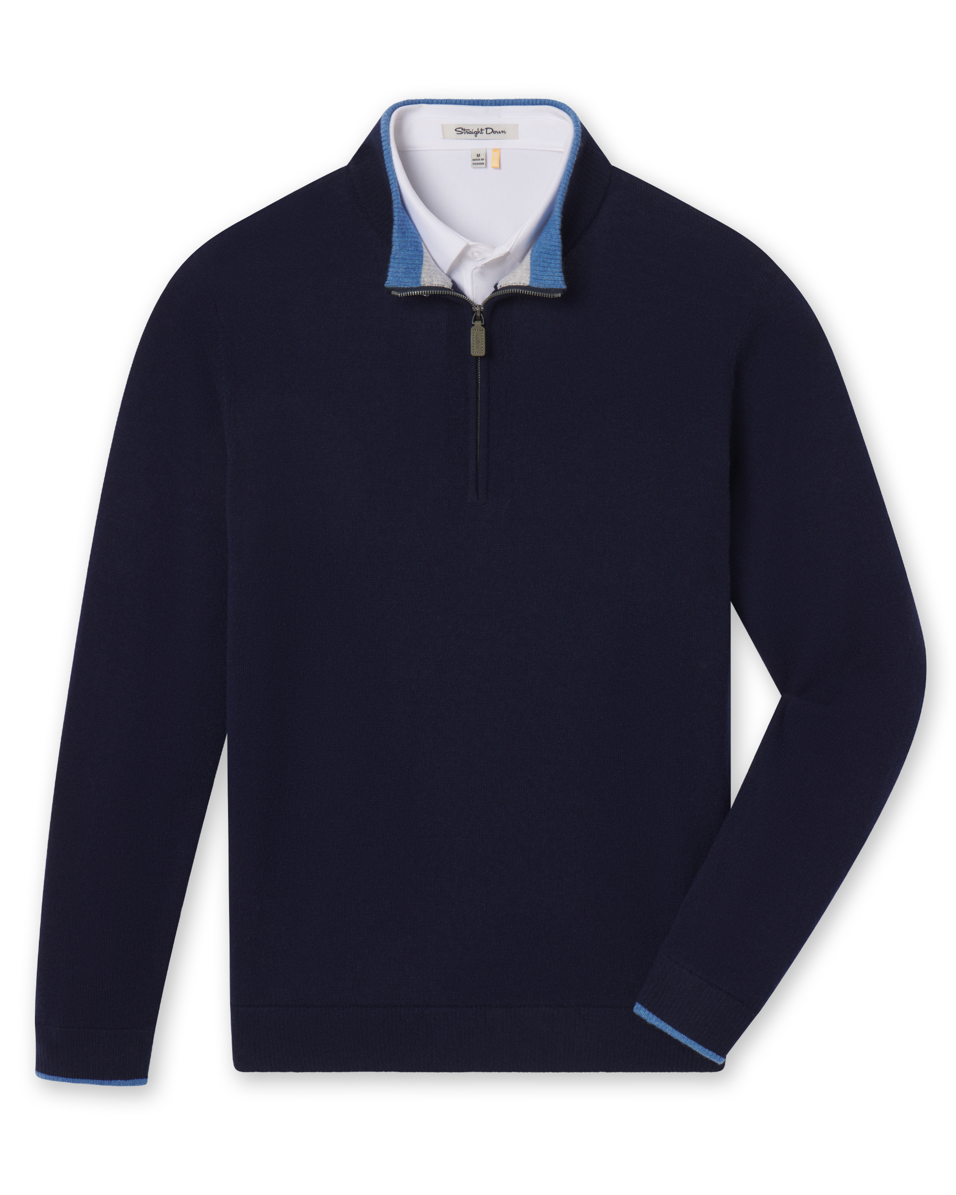 Straight Down Lakeside Quarter Zip Sweater - New Indigo