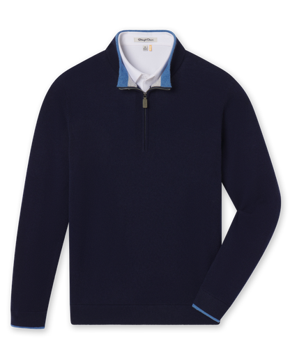 Straight Down Lakeside Quarter Zip Sweater - New Indigo