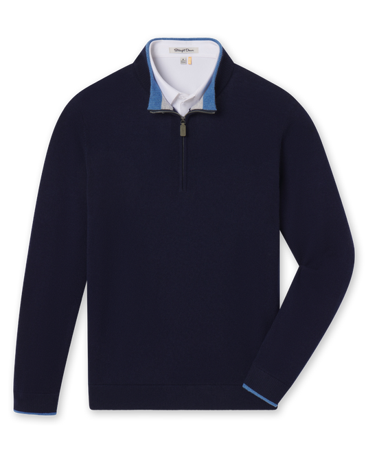 Straight Down Lakeside Quarter Zip Sweater - New Indigo