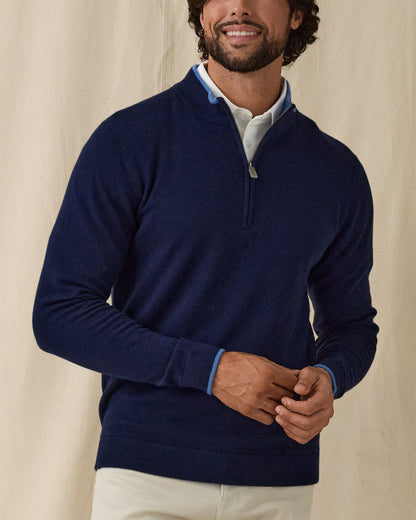 Straight Down Lakeside Quarter Zip Sweater - New Indigo