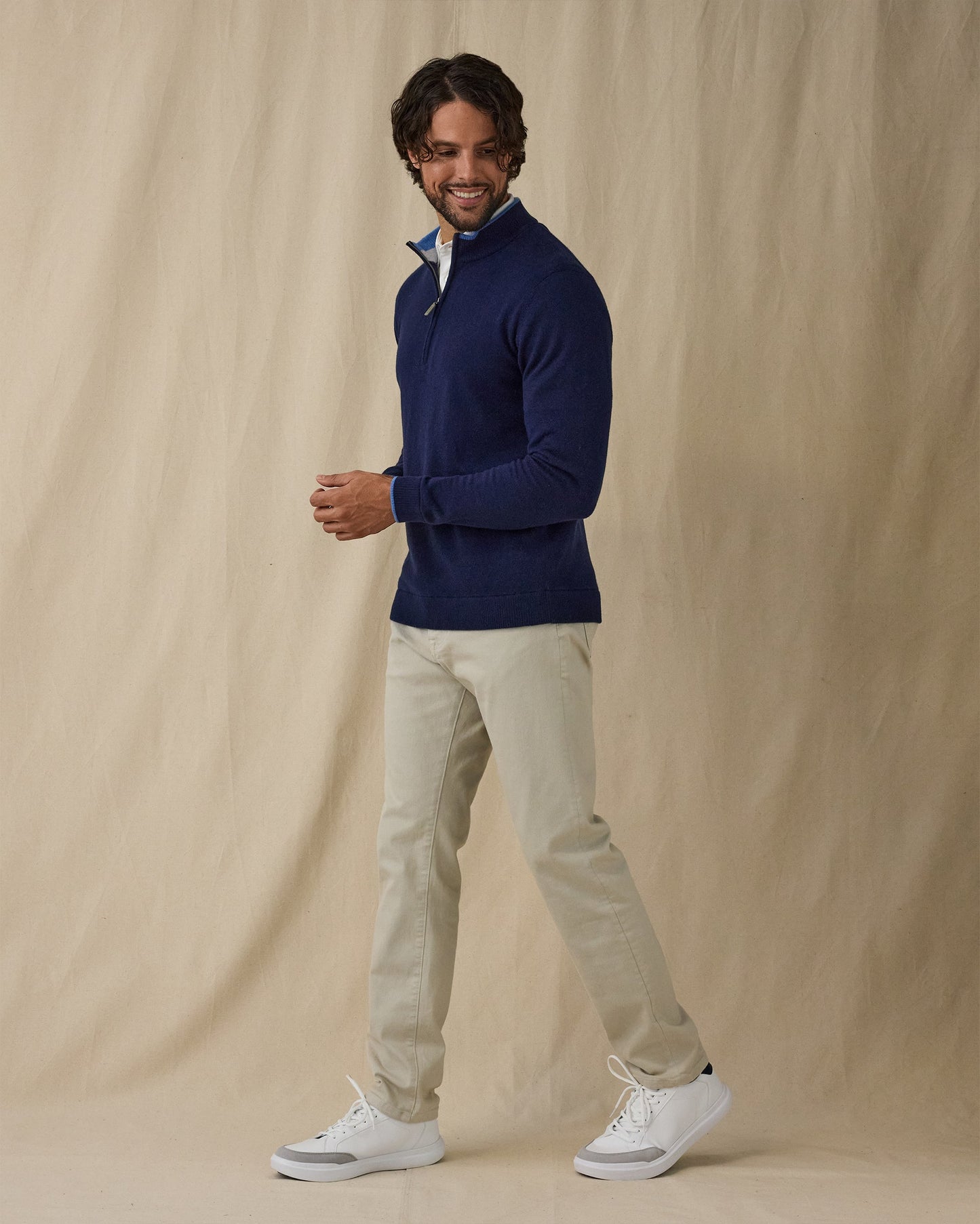 Straight Down Lakeside Quarter Zip Sweater - New Indigo