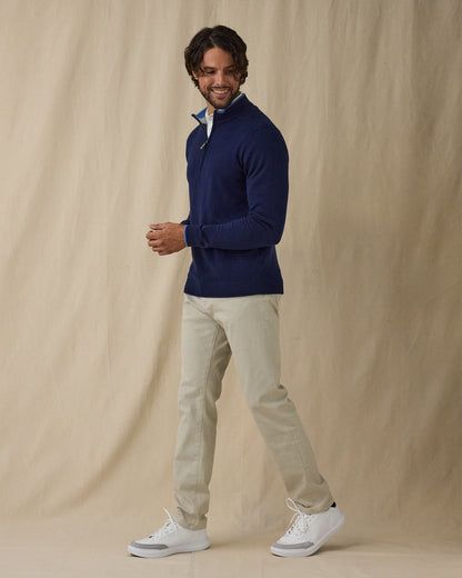 Straight Down Lakeside Quarter Zip Sweater - New Indigo