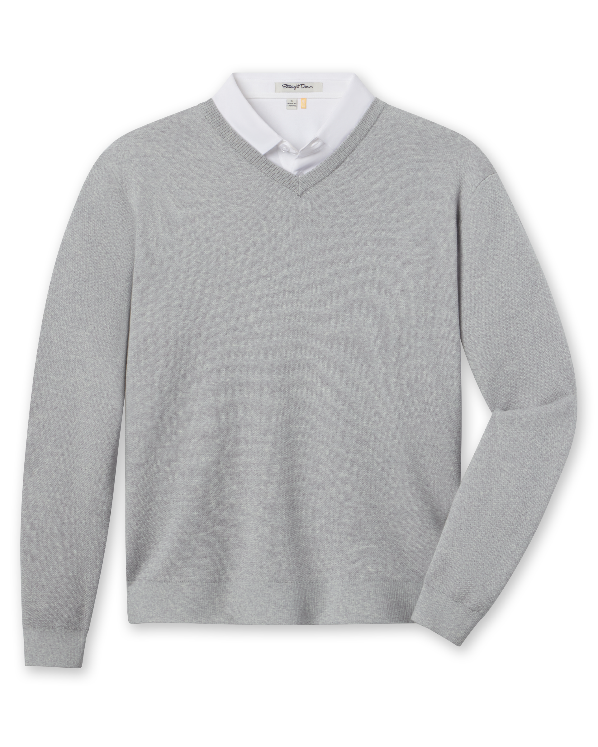 Straight Down Wallace V-Neck Sweater - Light Grey Heather