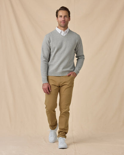 Straight Down Wallace V-Neck Sweater - Light Grey Heather