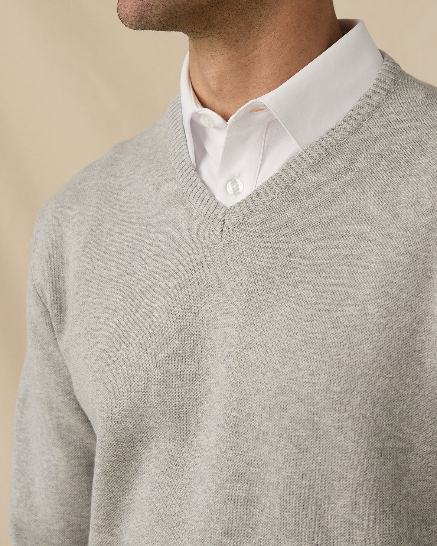 Straight Down Wallace V-Neck Sweater - Light Grey Heather