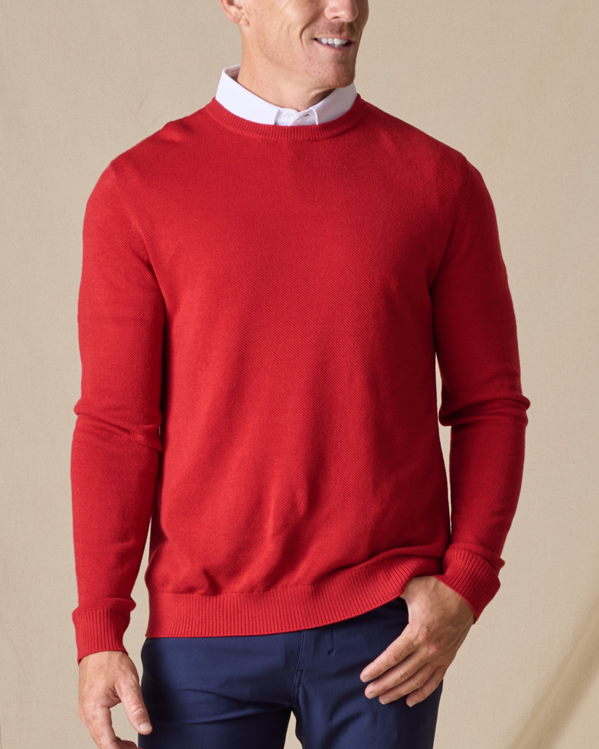 Straight Down Links Crewneck Sweater - Flag Red