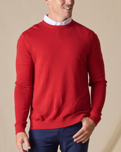 Straight Down Links Crewneck Sweater - Flag Red