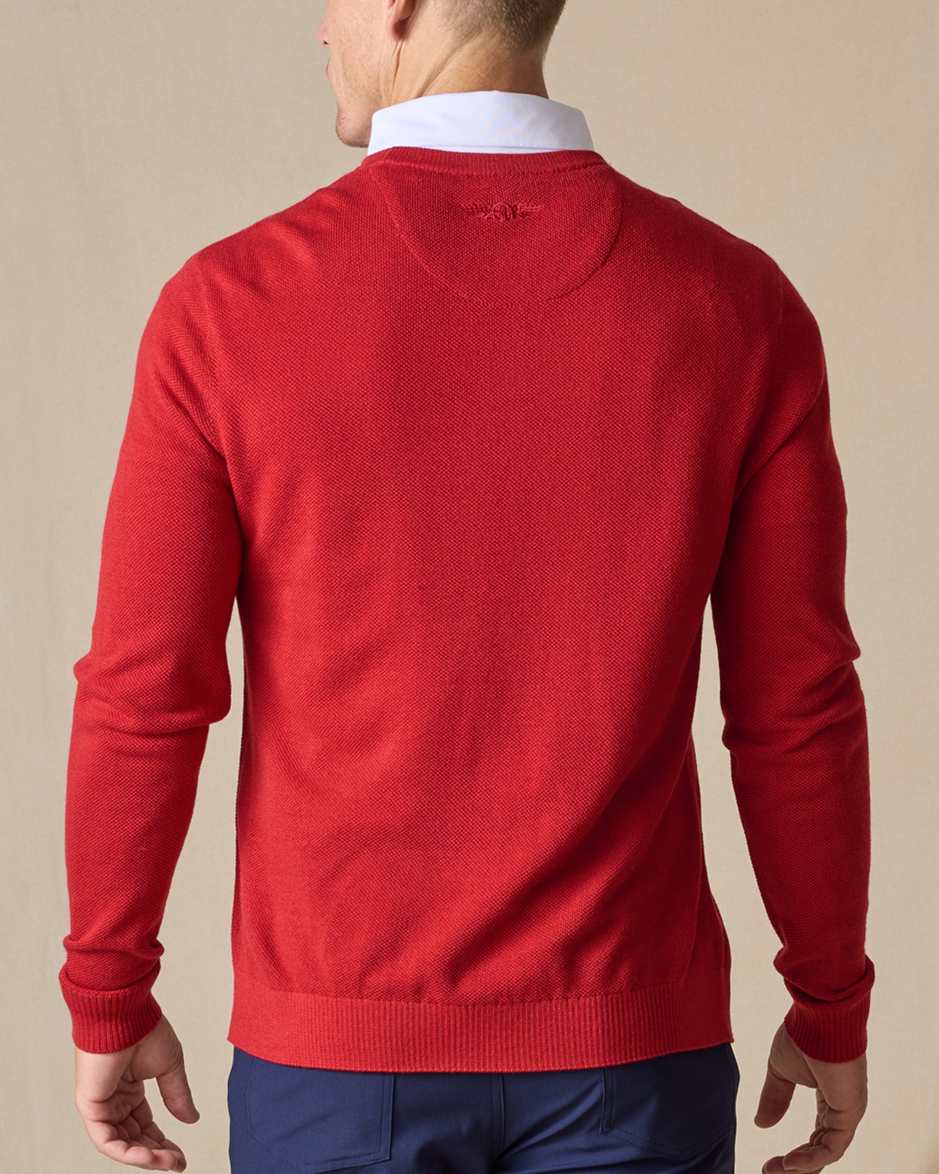 Straight Down Links Crewneck Sweater - Flag Red