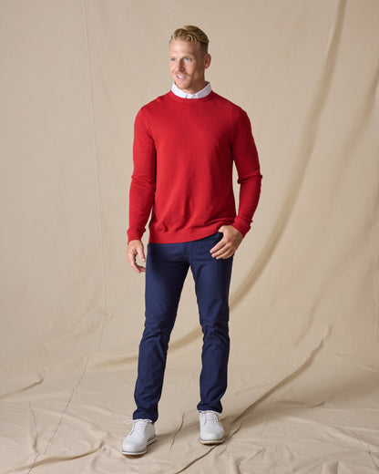Straight Down Links Crewneck Sweater - Flag Red