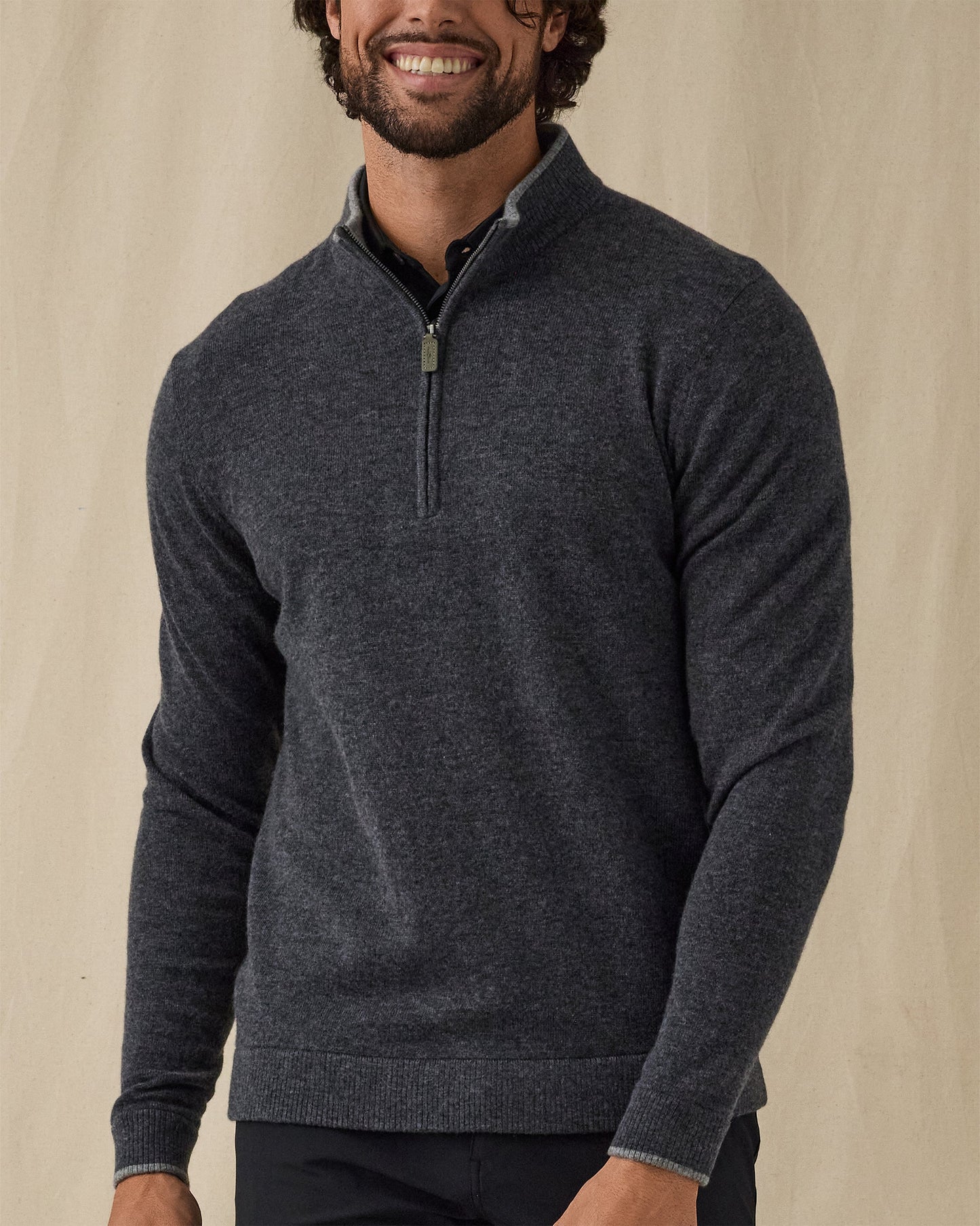 Straight Down Lakeside Quarter Zip Sweater - Charcoal Heather