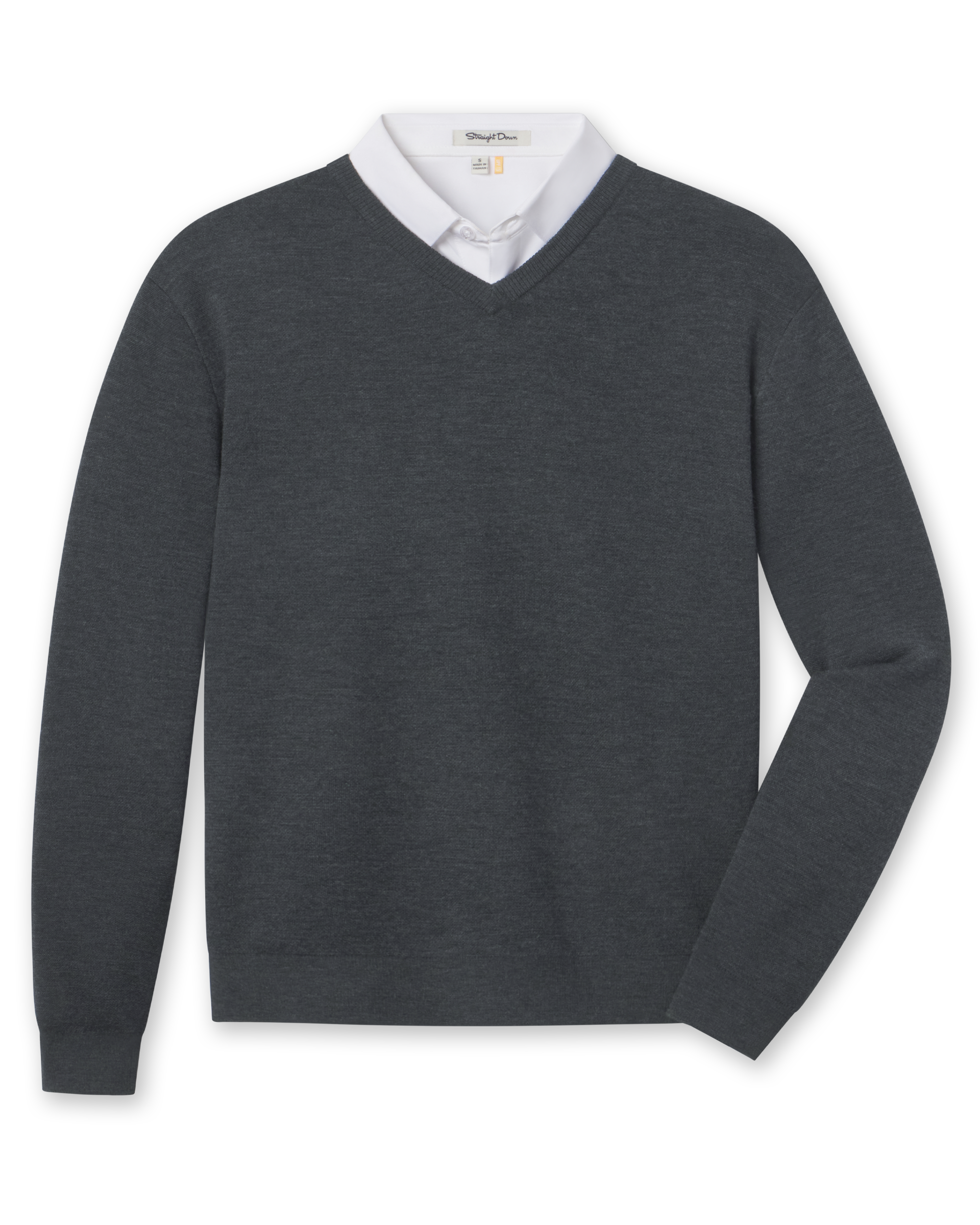 Straight Down Wallace V-Neck Sweater - Dark Grey Heather