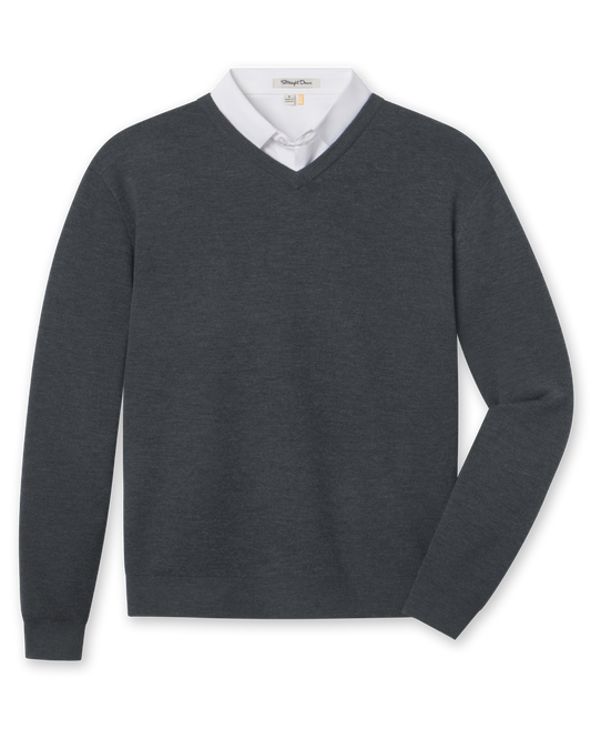 Straight Down Wallace V-Neck Sweater - Dark Grey Heather