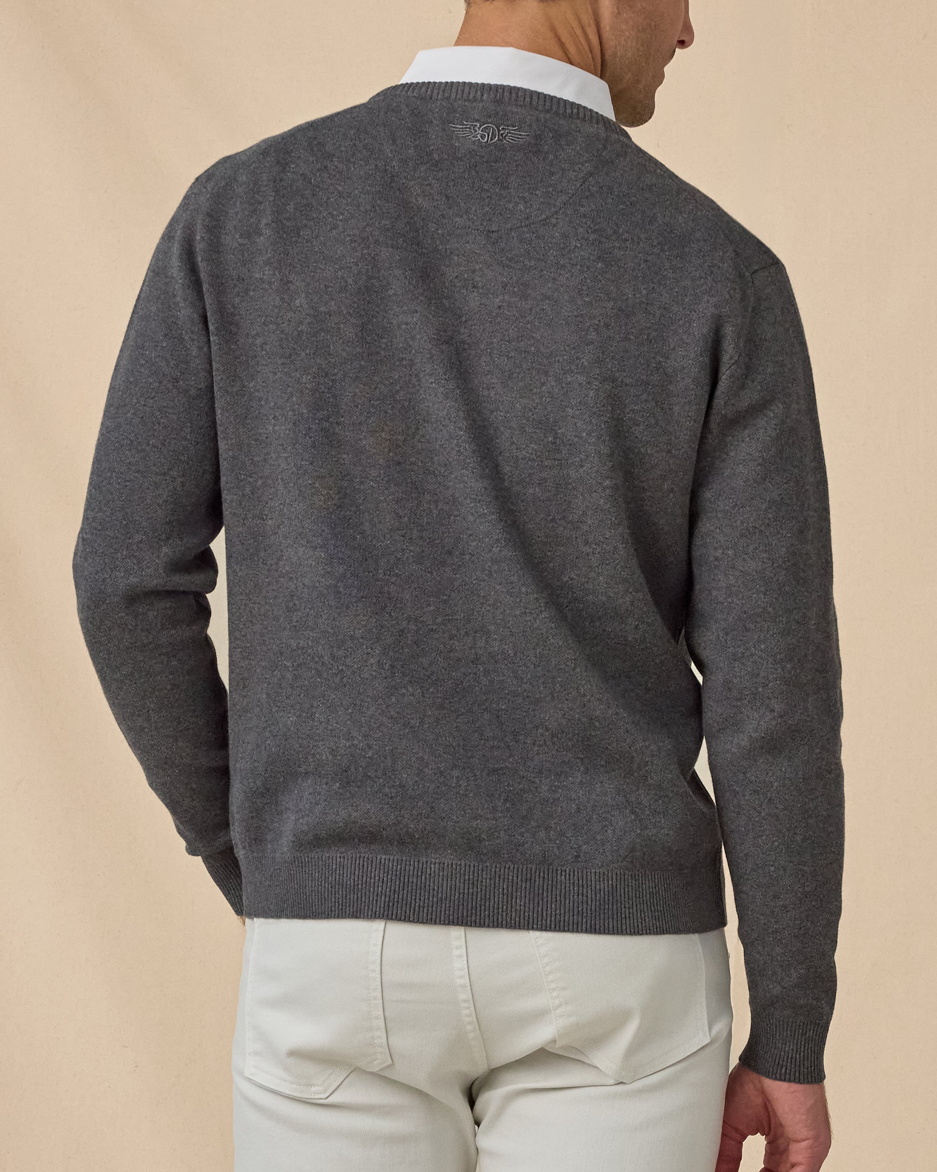 Straight Down Wallace V-Neck Sweater - Dark Grey Heather