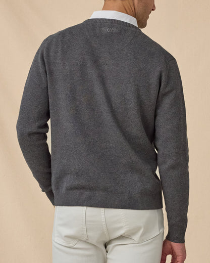 Straight Down Wallace V-Neck Sweater - Dark Grey Heather