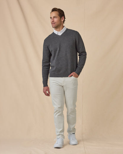 Straight Down Wallace V-Neck Sweater - Dark Grey Heather