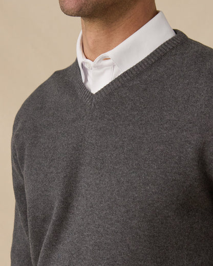 Straight Down Wallace V-Neck Sweater - Dark Grey Heather