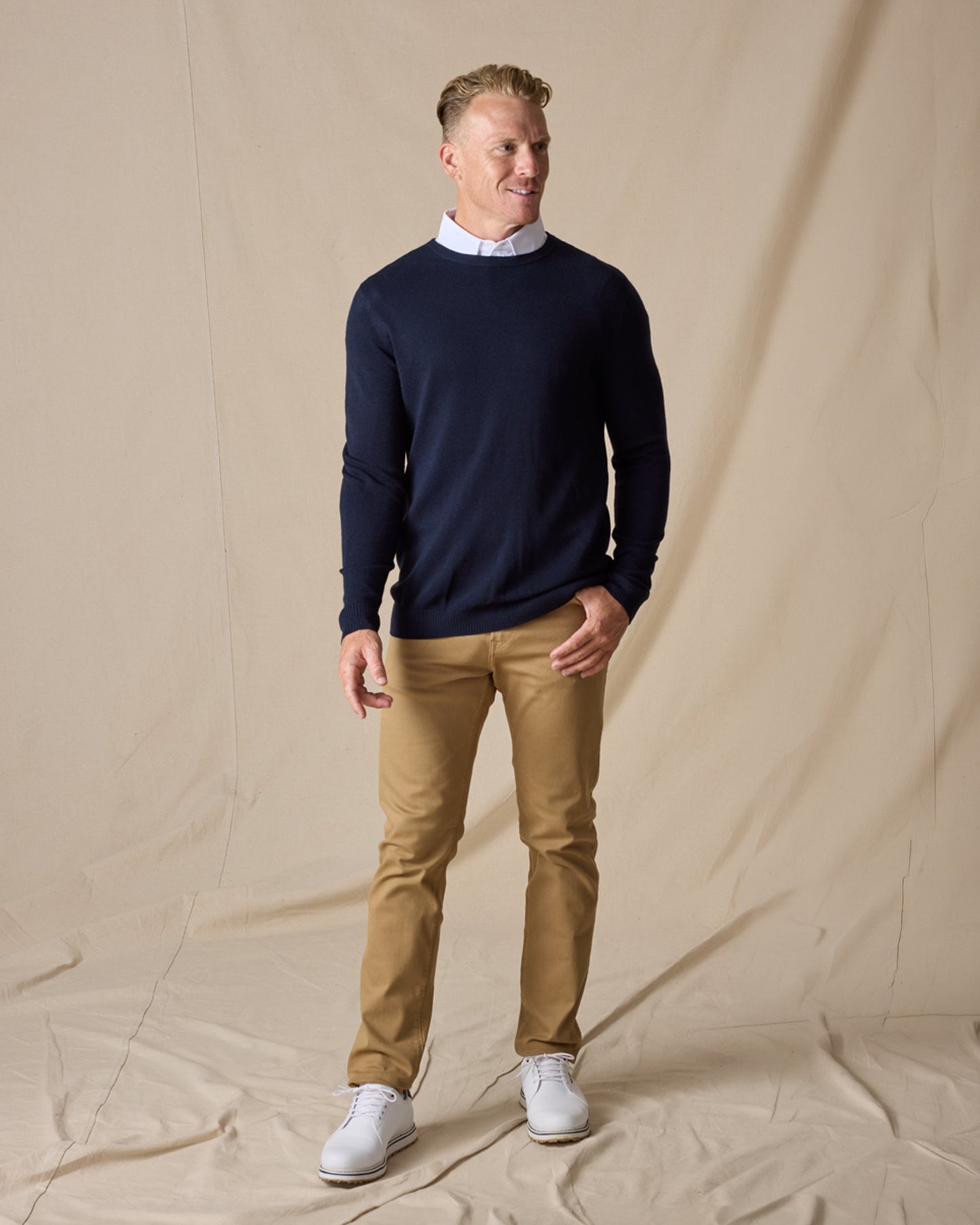 Straight Down Links Crewneck Sweater - New Indigo