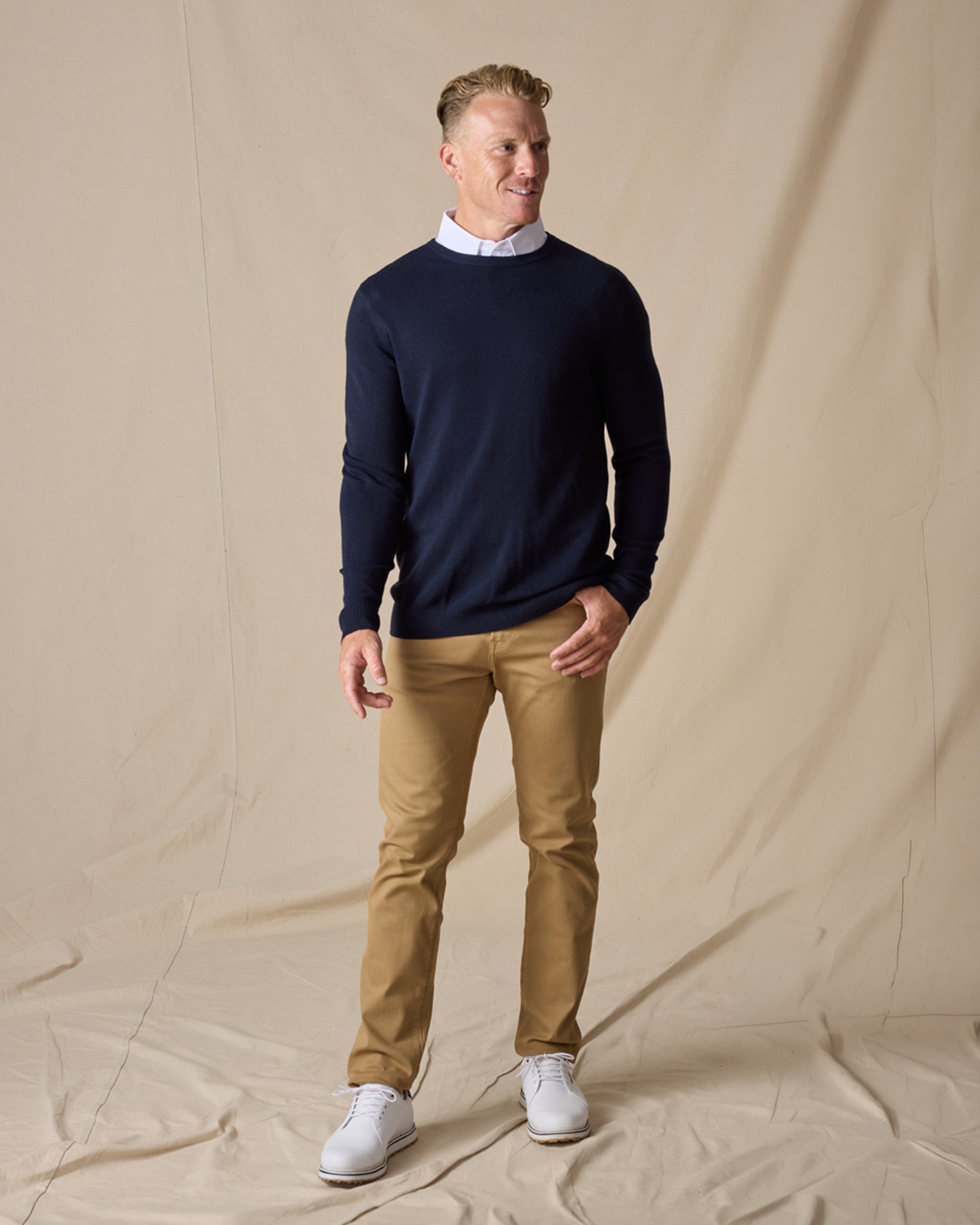 Straight Down Links Crewneck Sweater - New Indigo