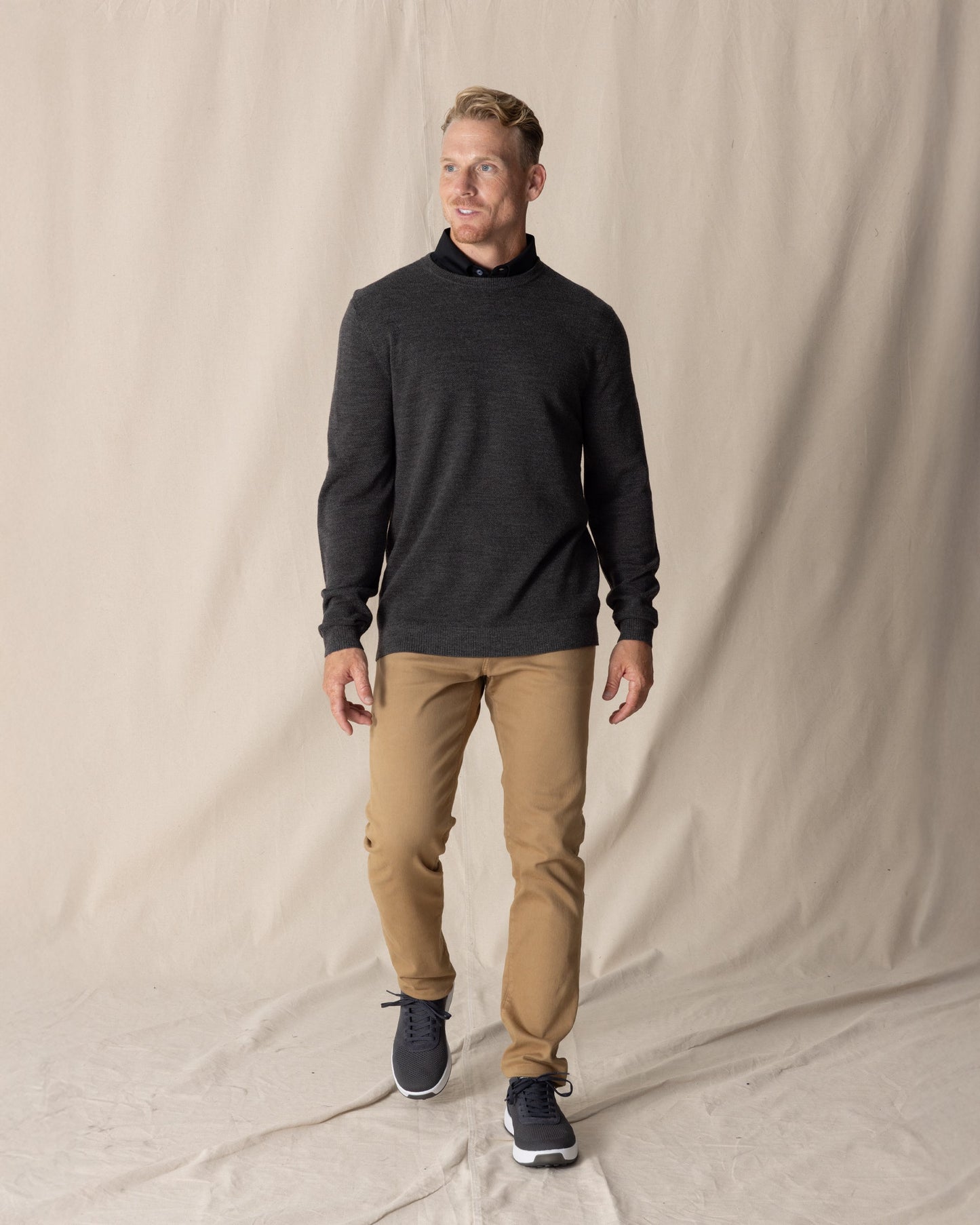 Straight Down Links Crewneck Sweater - Charcoal Heather
