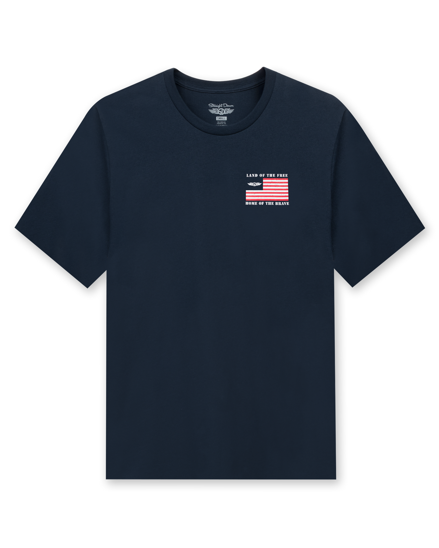 Straight Down Free & Brave Tee - Navy