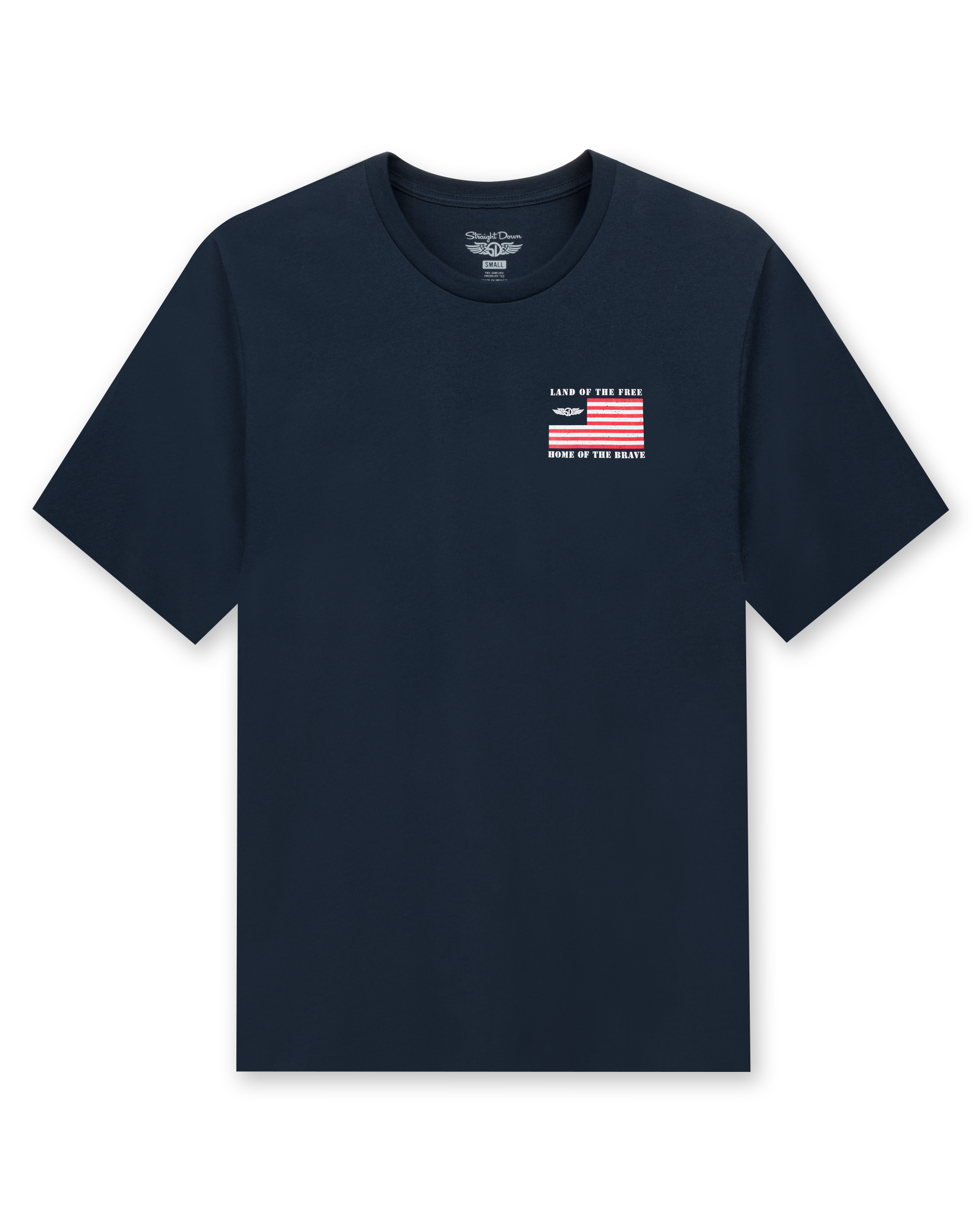 Straight Down Free & Brave Tee - Navy