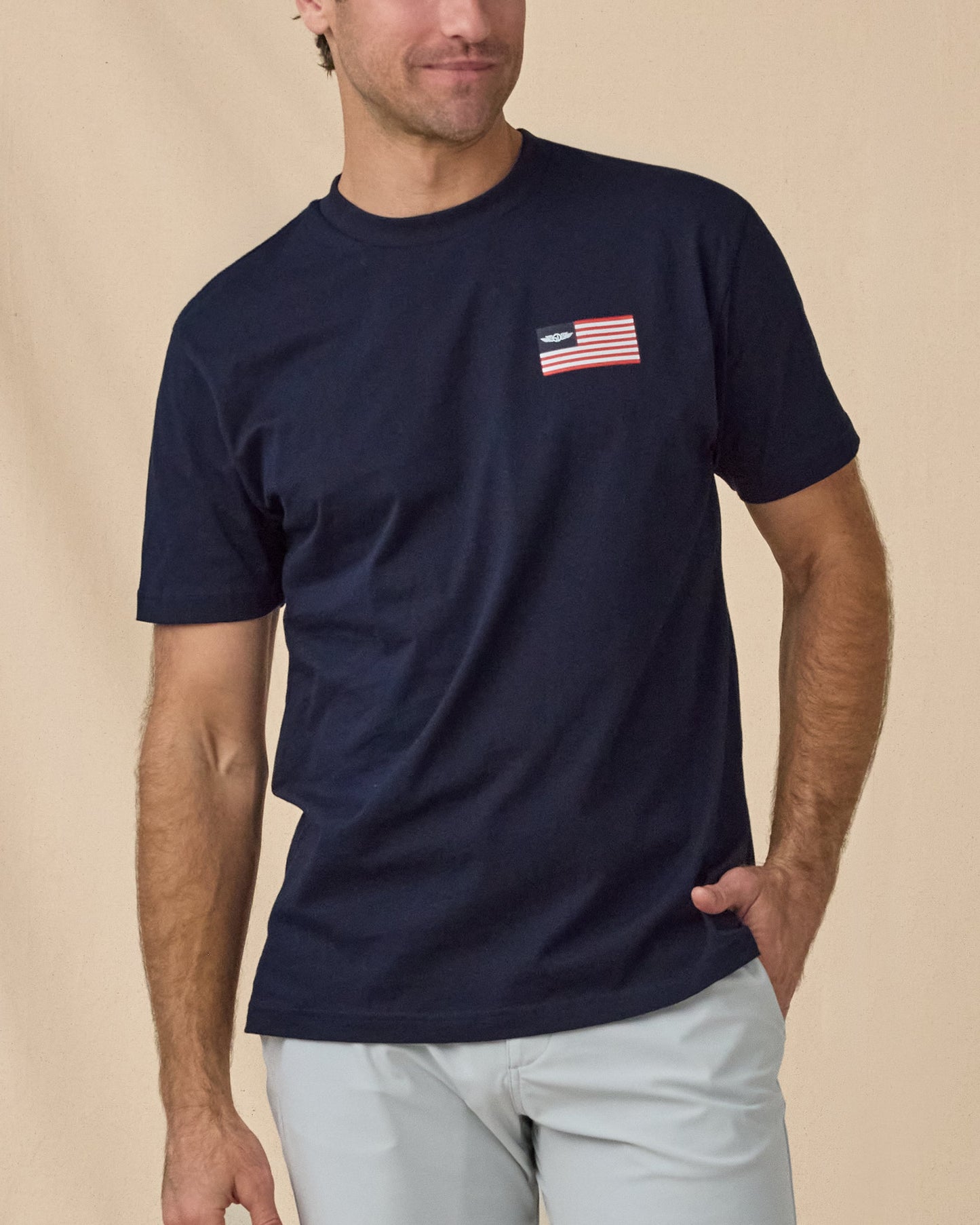 Straight Down Free & Brave Tee - Navy