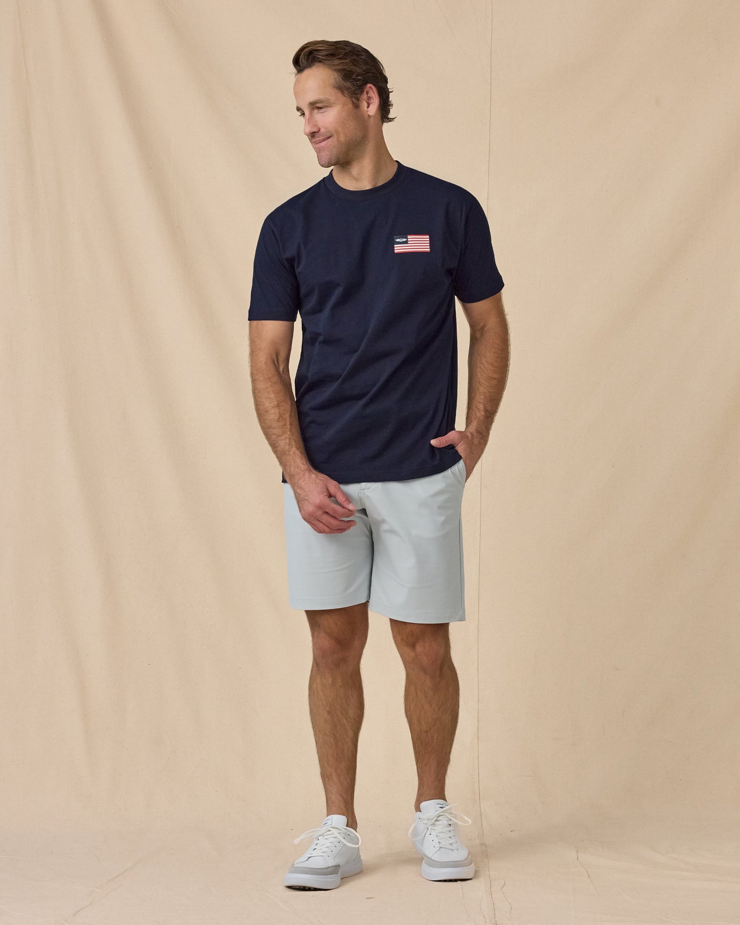 Straight Down Free & Brave Tee - Navy
