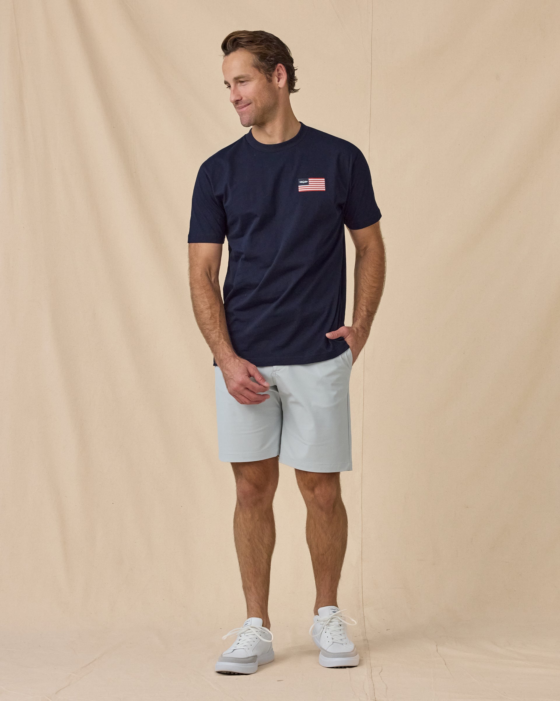 Straight Down Free & Brave Tee - Navy