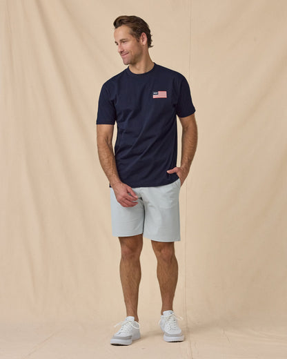 Straight Down Free & Brave Tee - Navy