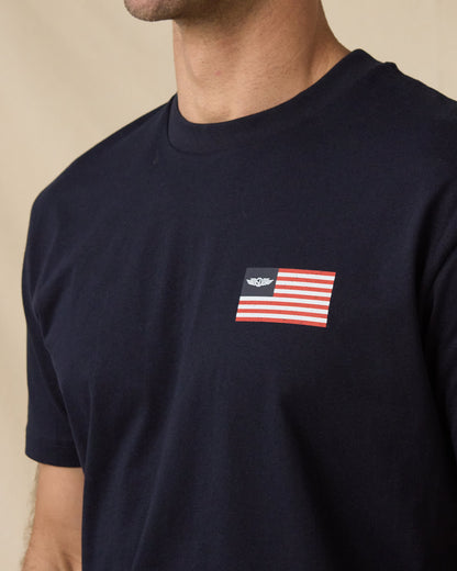 Straight Down Free & Brave Tee - Navy