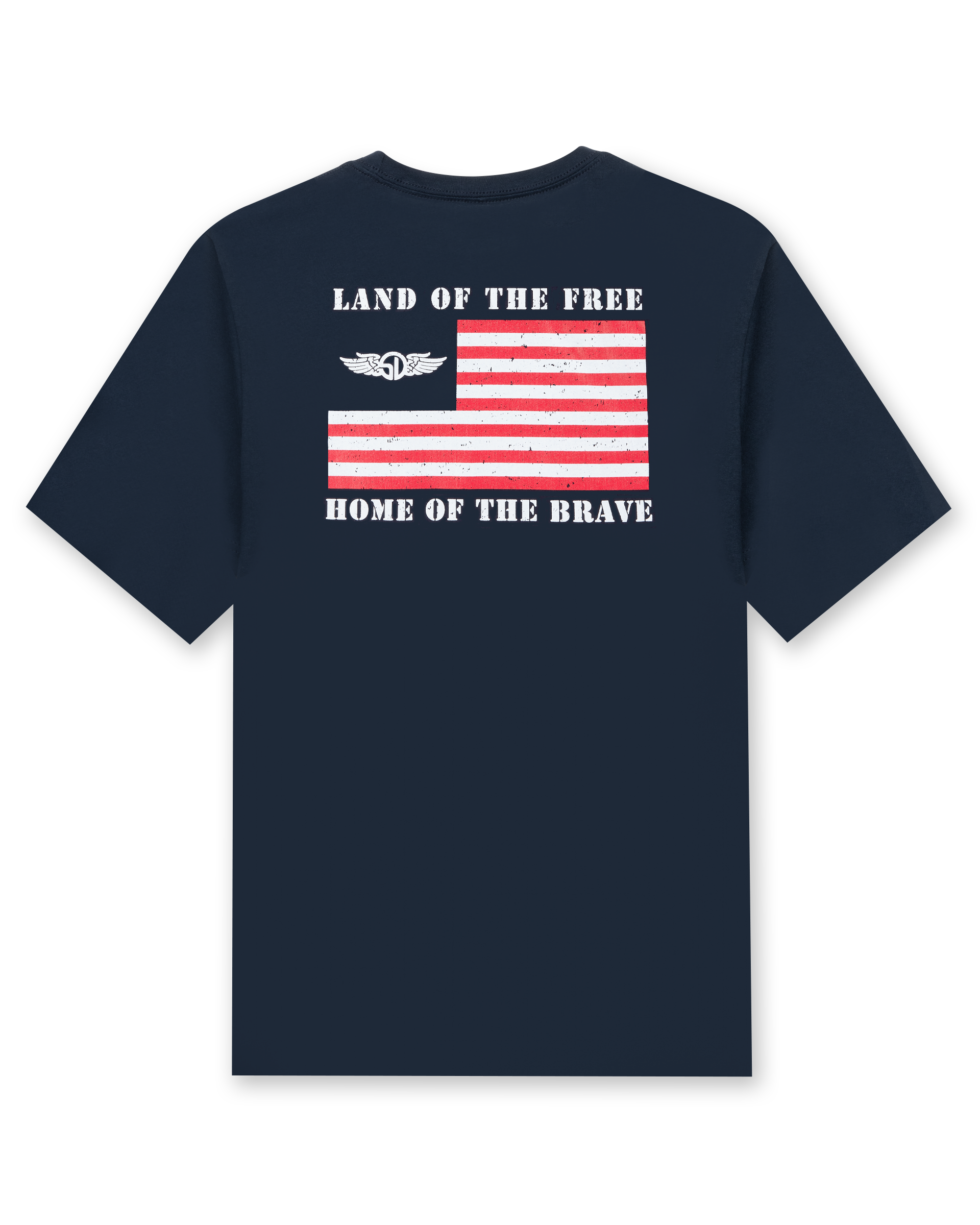 Straight Down Free & Brave Tee - Navy