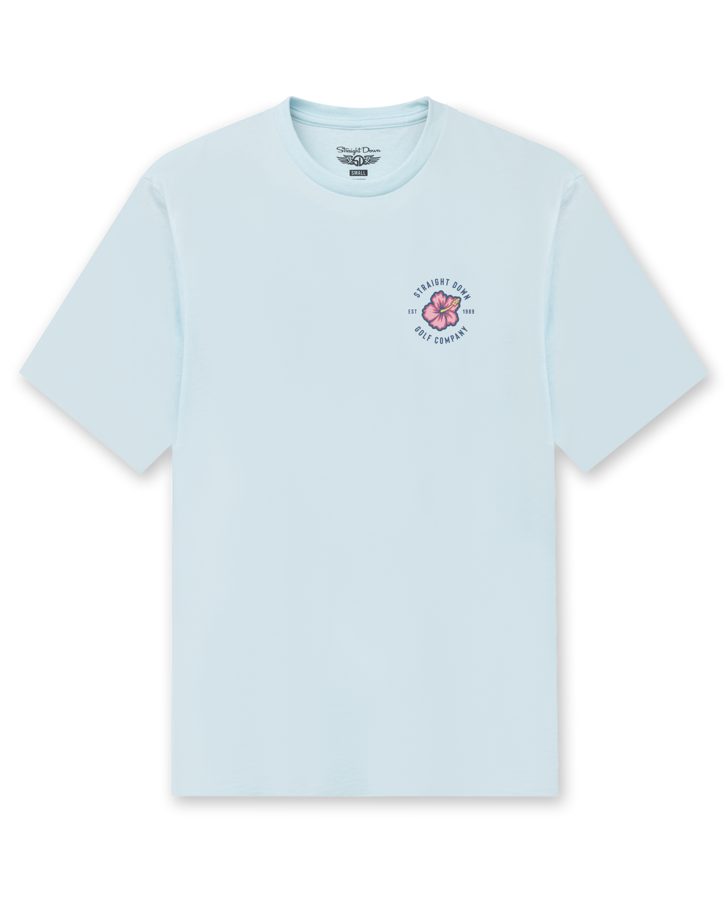 Straight Down Hibiscus 89 Tee - Light Blue