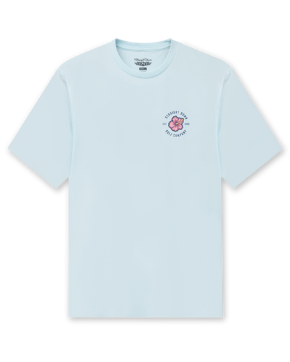 Straight Down Hibiscus 89 Tee - Light Blue