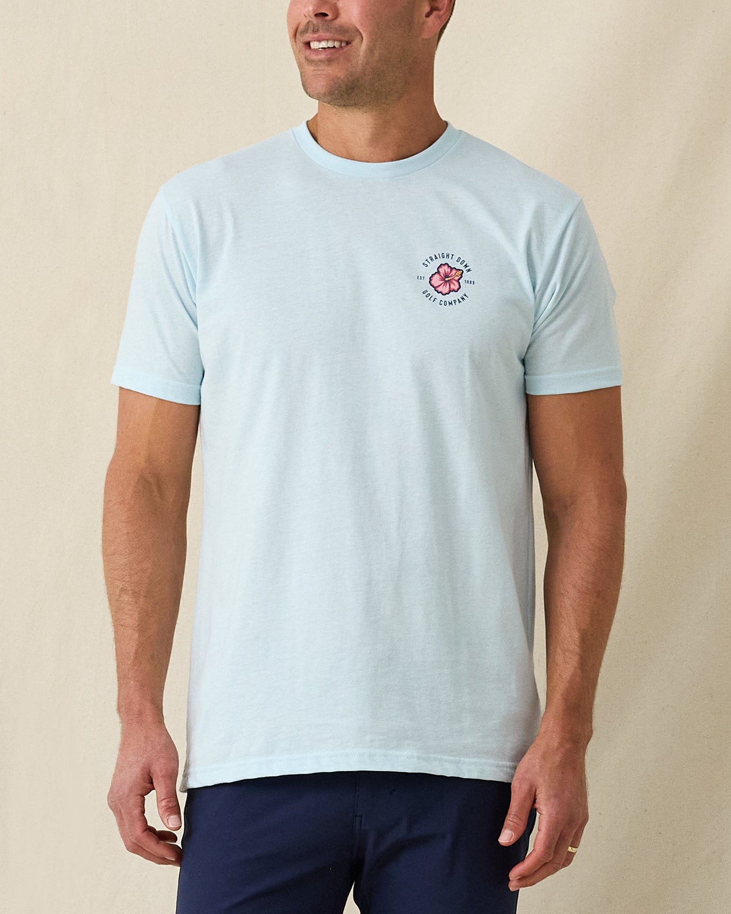 Straight Down Hibiscus 89 Tee - Light Blue