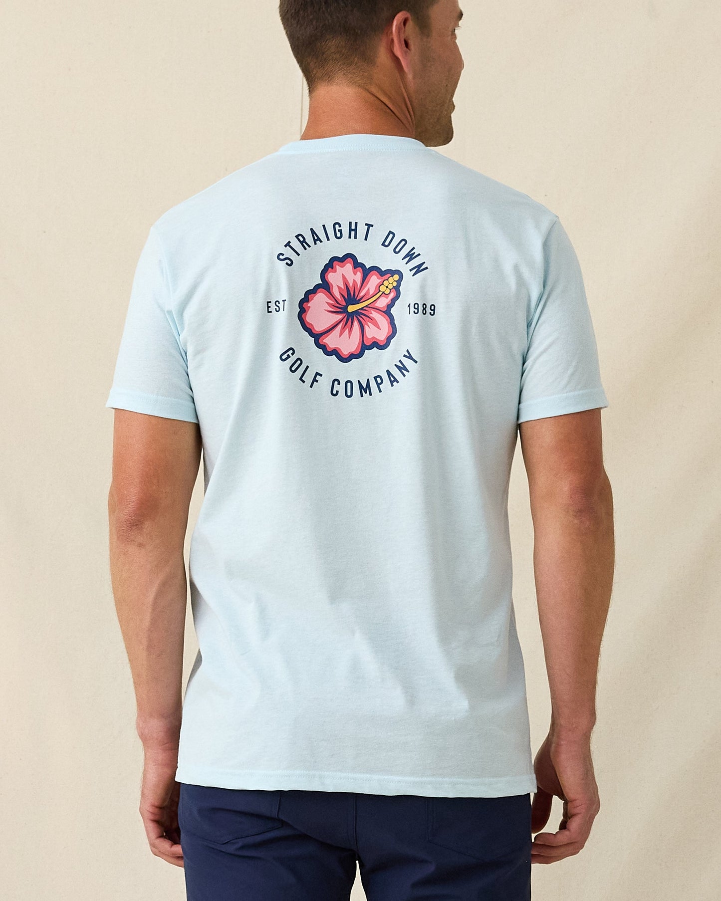 Straight Down Hibiscus 89 Tee - Light Blue